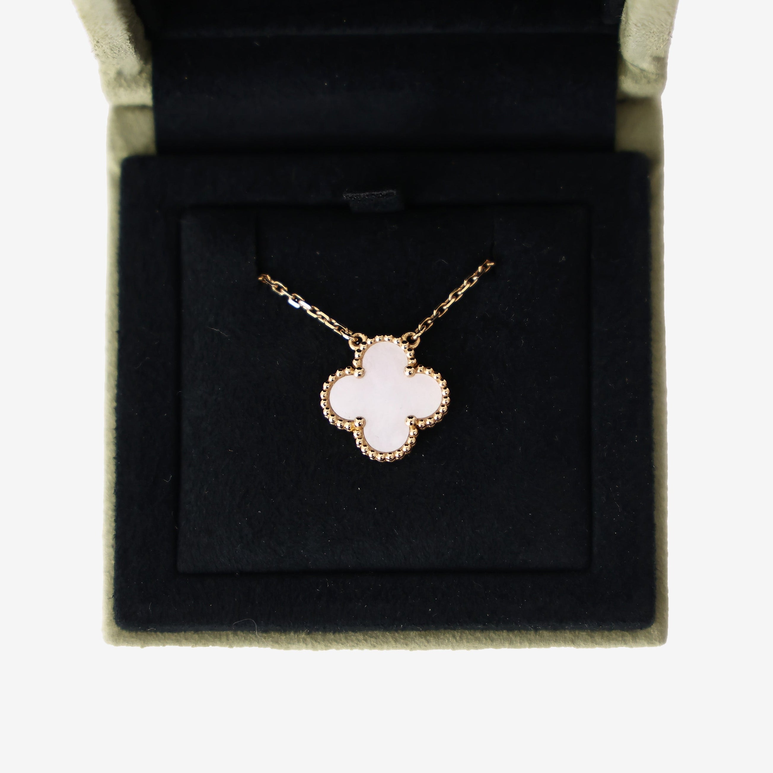 Van Cleef & Arpels Sweet Alhambra Pendant in 18k Yellow Gold with Mother-of-Pearl detail view