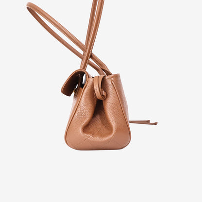 Chanel 26S Shopping Bag in Camel Brown Calfskin Leather with Gold Hardware side view