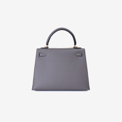 Hermès Kelly 25 in Gris Meyer Epsom Leather with Gold Hardware back view