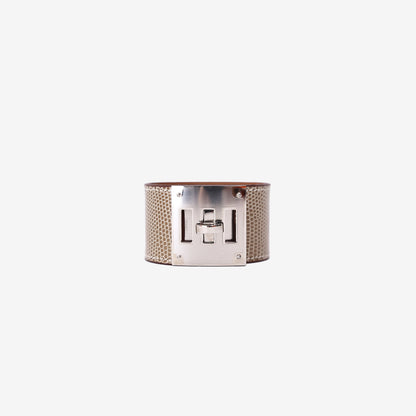 Hermès Lizard Skin Wrap Bracelet in Ficelle Lizard Leather with Palladium Hardware