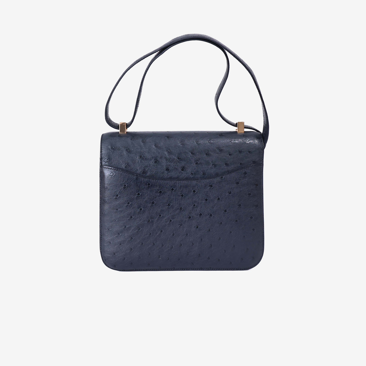 Hermès Constance 24 in Noir Ostrich Leather with Gold Hardware back view