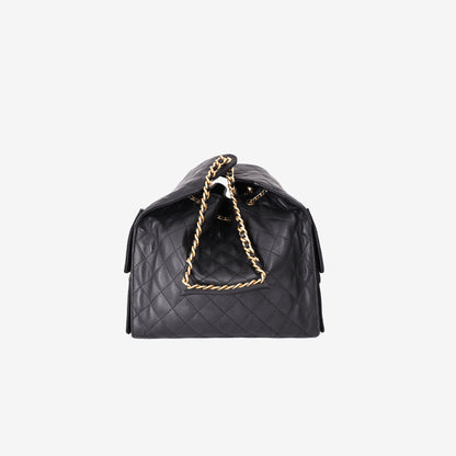 Chanel 25 Medium Hobo Bag in Black Caviar Leather with Gold Hardware