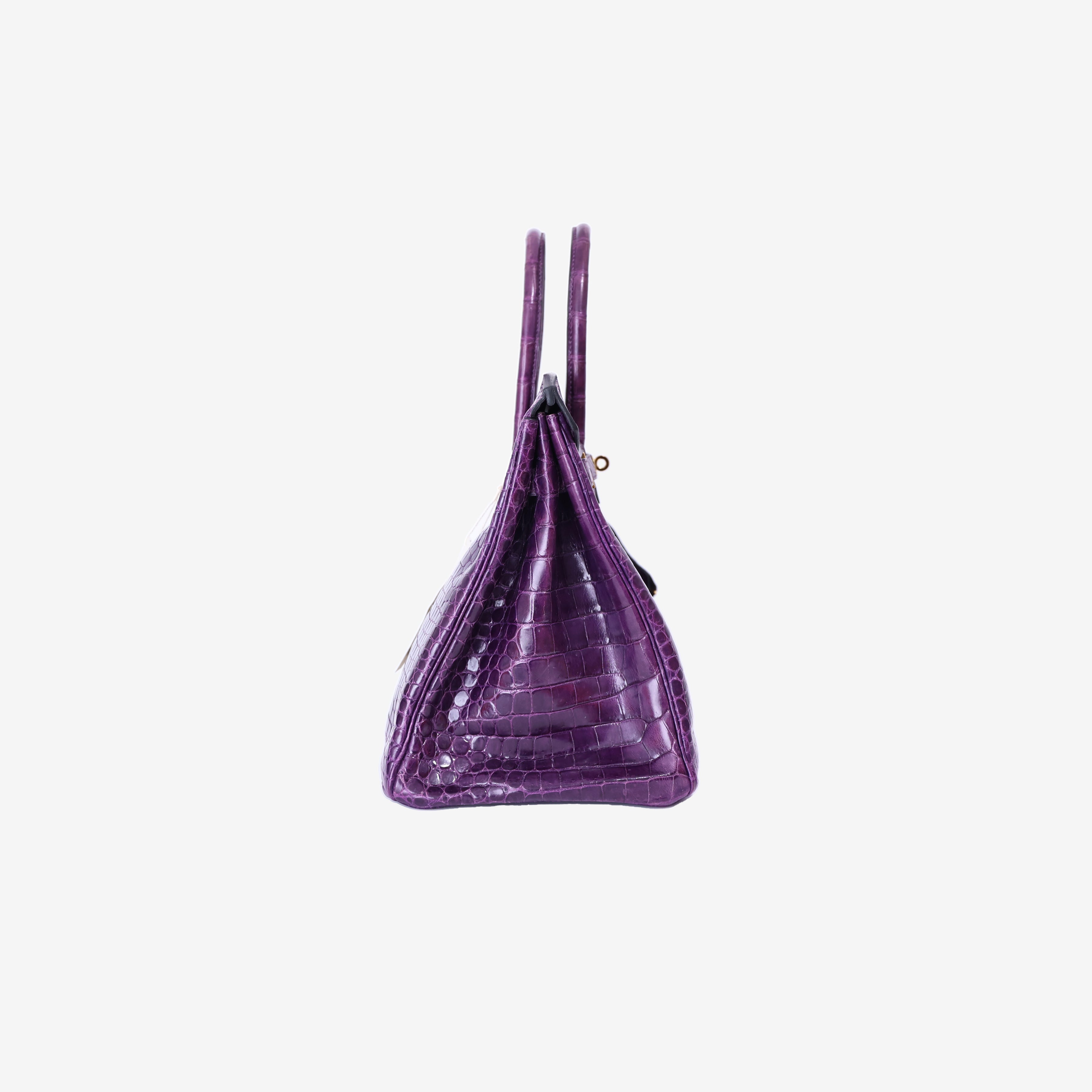 Hermès Birkin 35 in Amethyst Porosus Crocodile Leather side view
