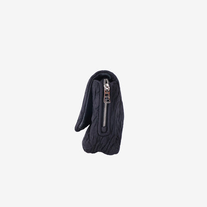 Miu Miu Crystal Shoulder Clutch Bag in Black Fabric with Silver Hardware