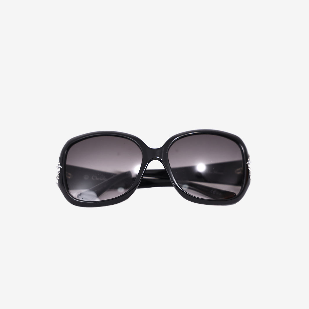 Dior Minuit Sunglasses in Black Acetate with Rhinestone Crystal Embellishments