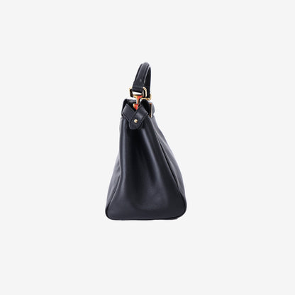 Fendi Peekaboo Mini Bag in Black Calfskin Leather with Gold Hardware