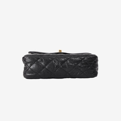 Chanel Flap Bag in Black Quilted Caviar Leather with Gold Hardware