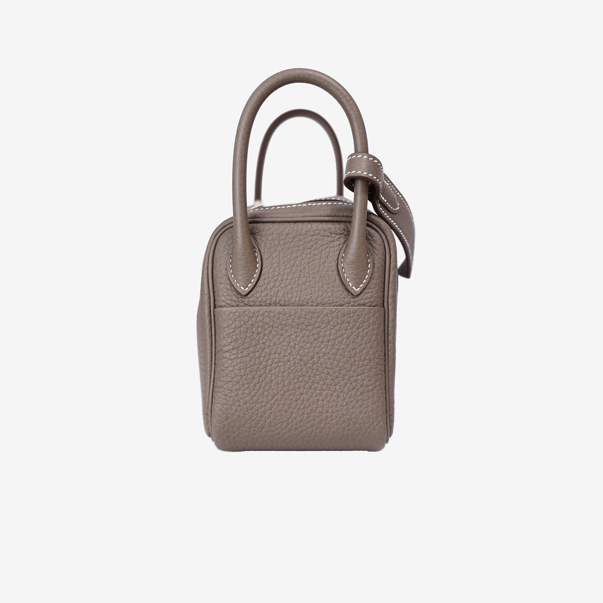 Hermès Mini Lindy in Etoupe Clemence Leather with Palladium Hardware side view