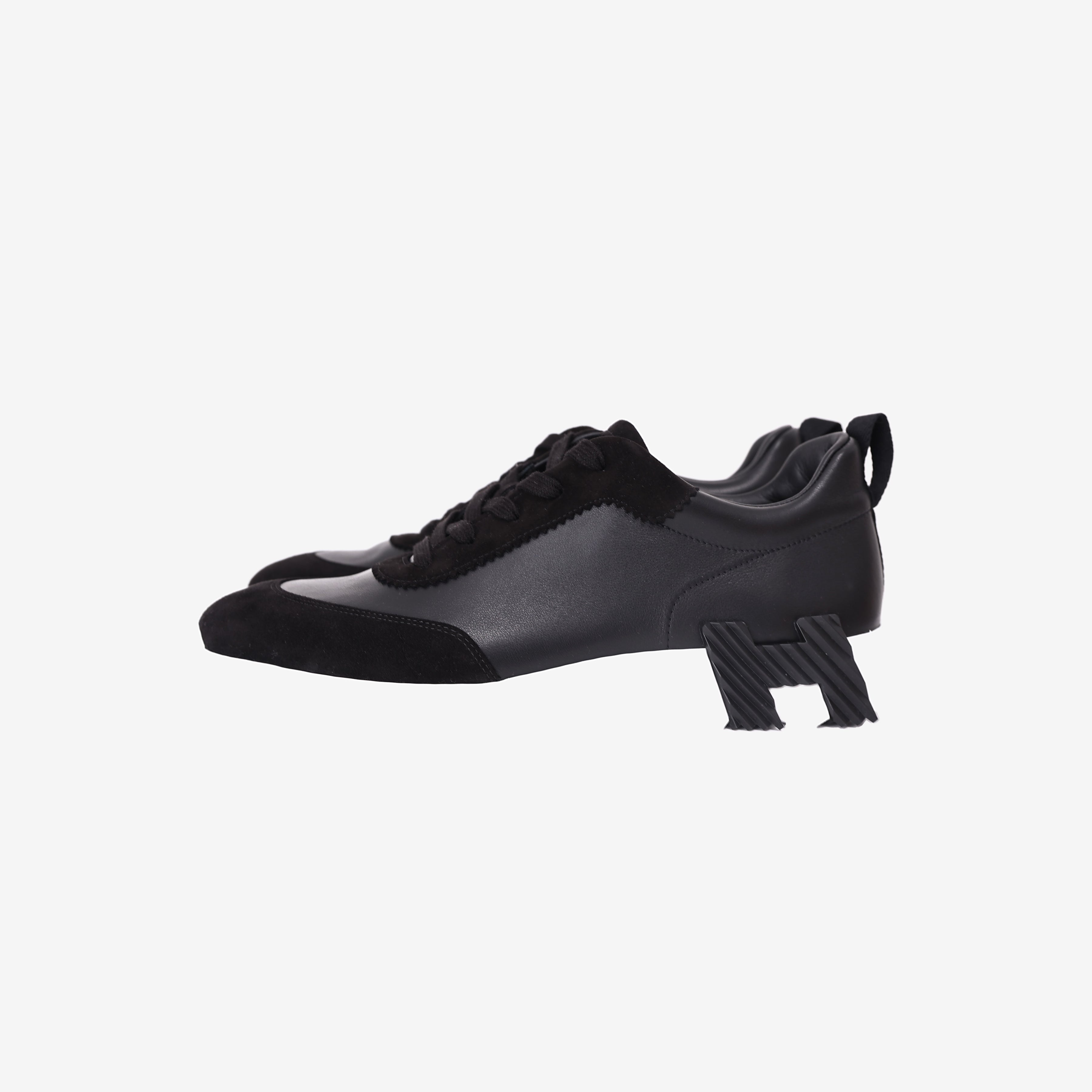 Hermès Bouncing Sneakers in Noir Calfskin and Suede Goatskin side view