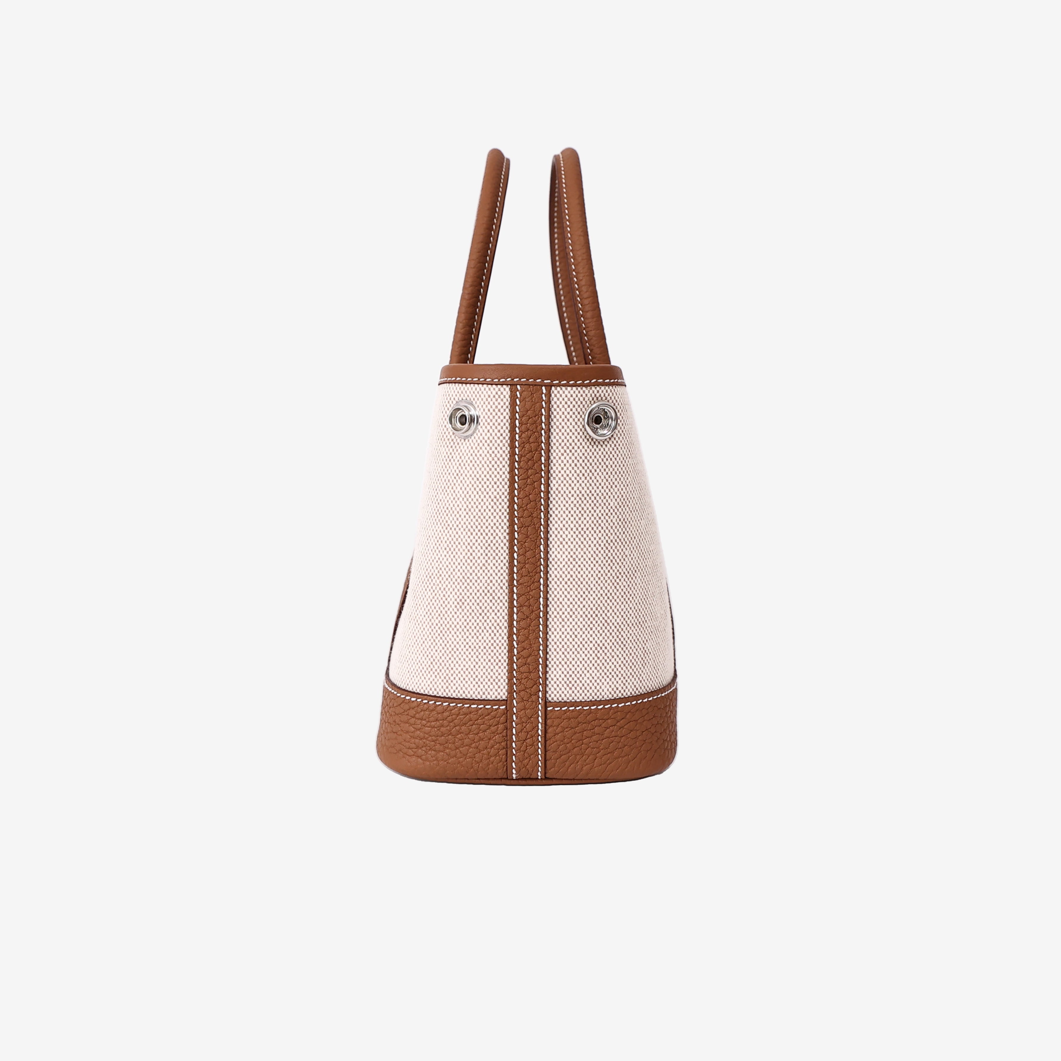 Hermès Neo Garden Party 23 Mini in Ecru, Beige and Ébène Negonda Leather and Canvas side view