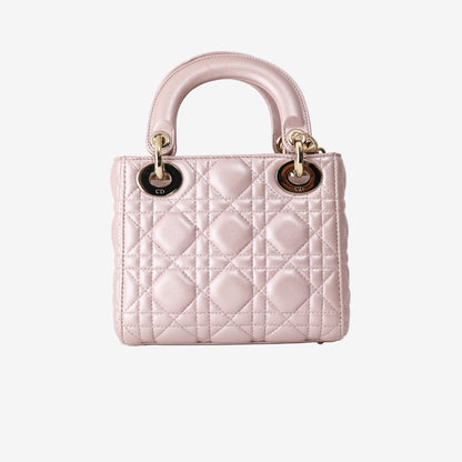 Christian Dior Lady Dior Mini in Pink Lambskin Leather with Gold Hardware