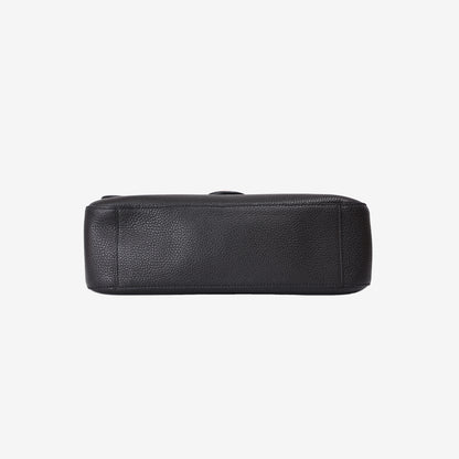 Chanel 26S Maxi Flap Bag in Black Grained Calfskin Leather with Silver Hardware bottom view