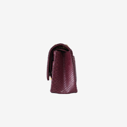 Chanel 2.55 Bag in Burgundy Python Leather with Gold Hardware