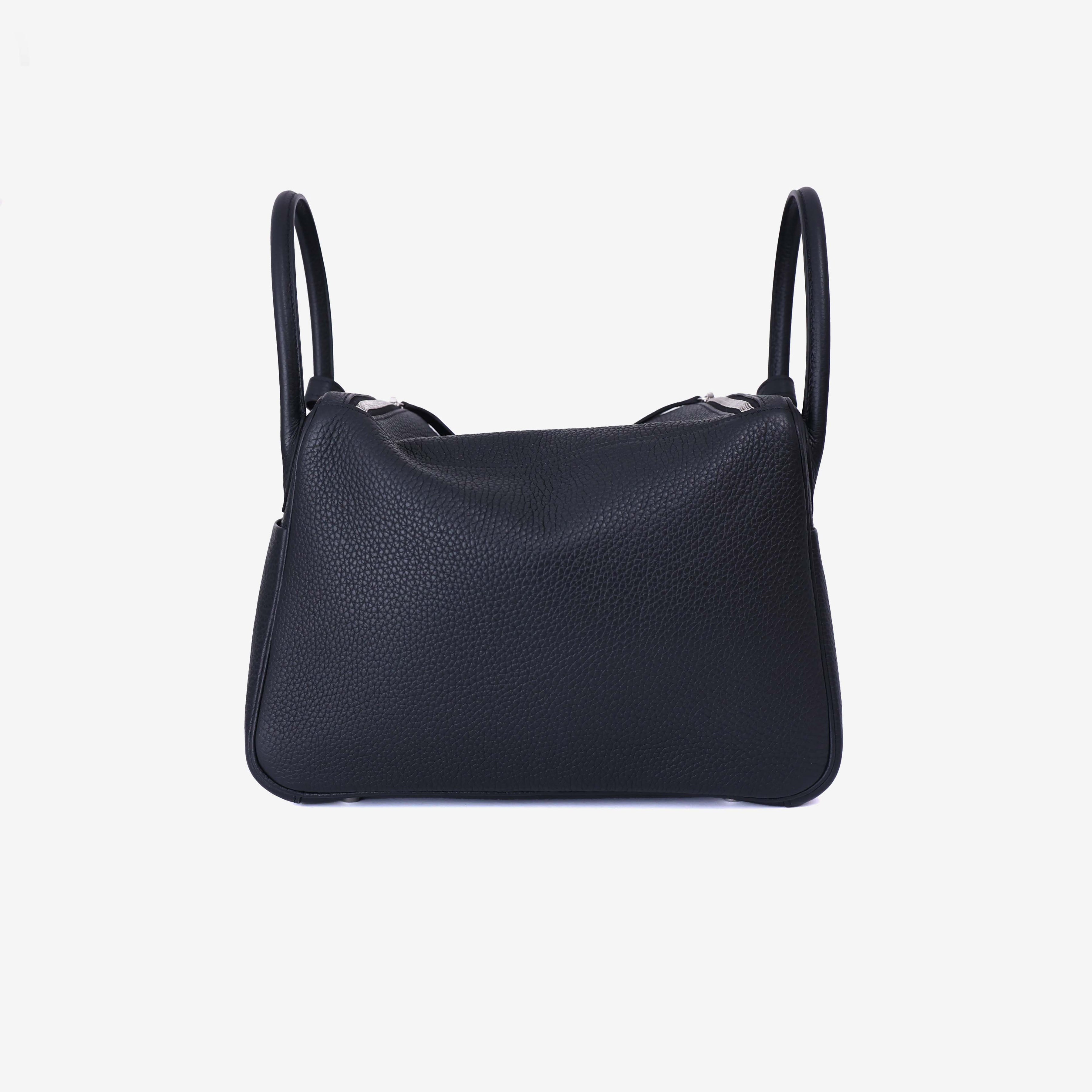 Hermès Lindy 30 in Noir Clemence Leather with Palladium Hardware back view