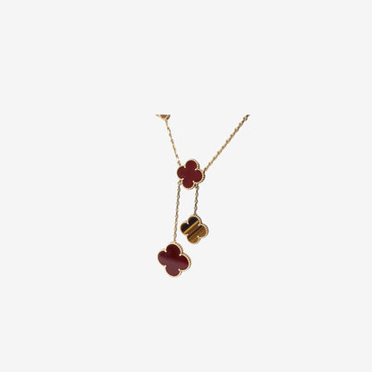 Van Cleef & Arpels Magic Alhambra 6-Motif Necklace in 18k Yellow Gold with Carnelian & Tiger Eye (Contact to Enquire)