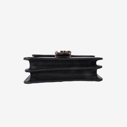 Gucci Interlocking G Shoulder Bag in Black Calfskin Leather with Gold Hardware