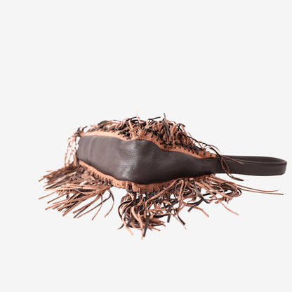 Miu Miu Vintage Fringe Bag in Dark Chocolate Brown Leather with Silver Hardware
