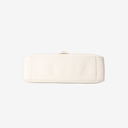 Chanel Maxi Flap Bag 32 in White Grained Calfskin Leather with Gold Hardware