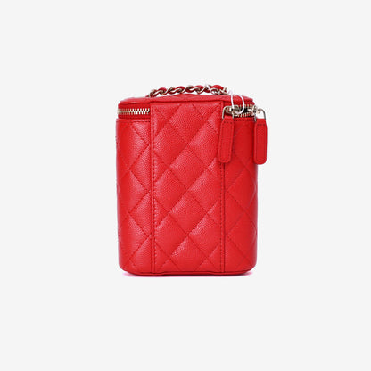 Chanel Vertical Vanity Case in Red Caviar Leather with Gold Hardware