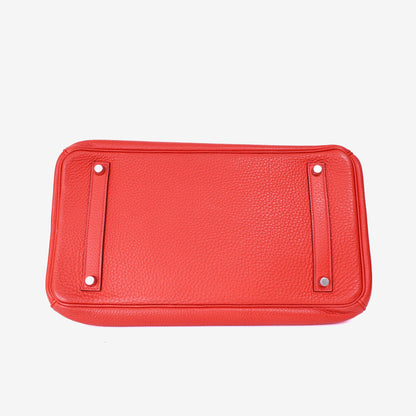 Hermès Birkin 35 in Red Epsom Leather with Palladium Hardware bottom view