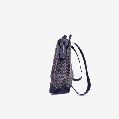 Goyard Cisalpin Backpack in Navy Goyardine Canvas with Palladium Hardware side view