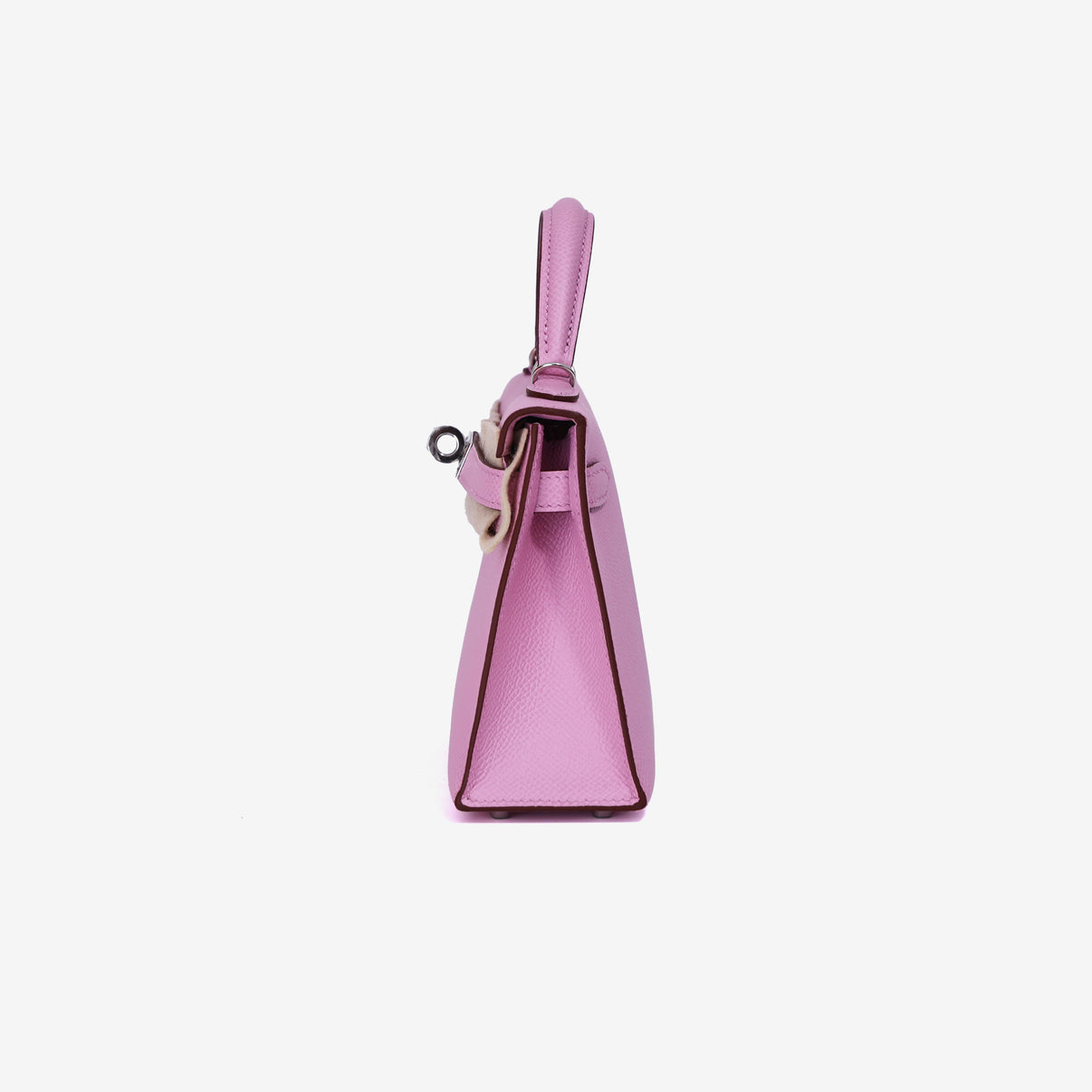 Hermès Mini Kelly 20 in Mauve Sylvestre Epsom Leather with Palladium Hardware side view