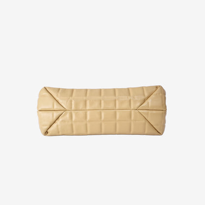 Chanel Chocolate Bar Frame Bag in Beige Lambskin Leather with Silver Hardware