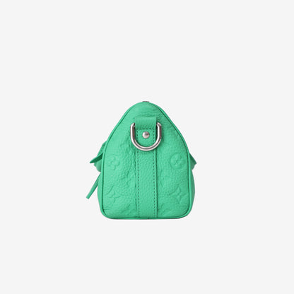 Louis Vuitton Keepall Bandoulière 25 Bag in Green Monogram Taurillon Leather with Silver Hardware