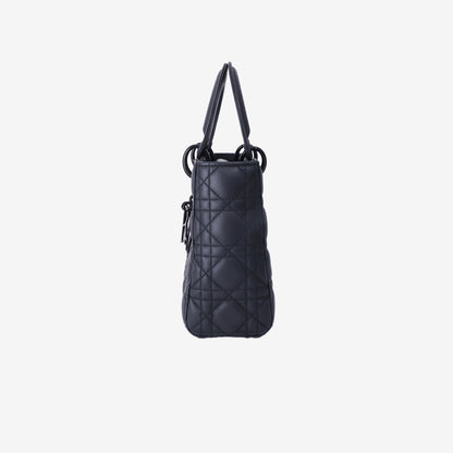 Dior Small Lady Dior Bag in Black Ultramatte Cannage Calfskin Leather