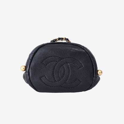 *RARE* Chanel Mini About Pearls Drawstring Bucket Bag in Black Quilted Calfskin Leather with Gold Hardware