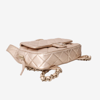 Chanel Quilted Mini Backpack in Light Gold Lambskin with Gold Hardware