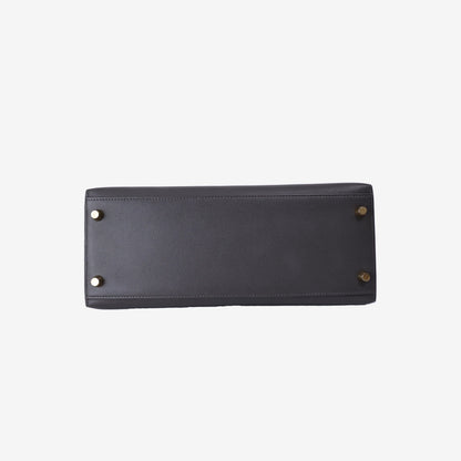 Hermès Kelly 28 in Dark Grey Epsom Leather with Gold-Plated Hardware