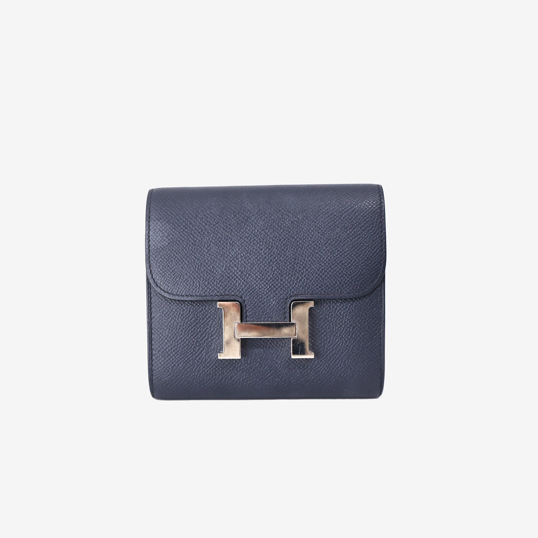Hermès Constance Slim Wallet in Bleu Indigo Epsom Leather with Palladium Hardware