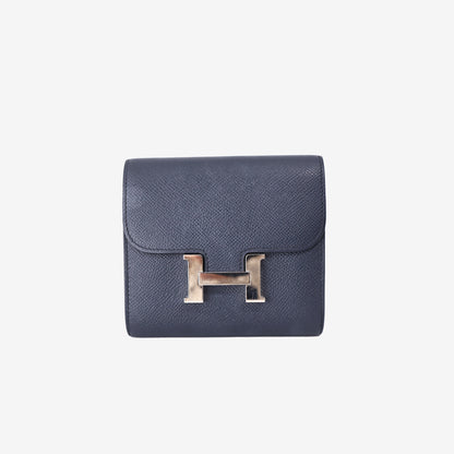 Hermès Constance Slim Wallet in Bleu Indigo Epsom Leather with Palladium Hardware