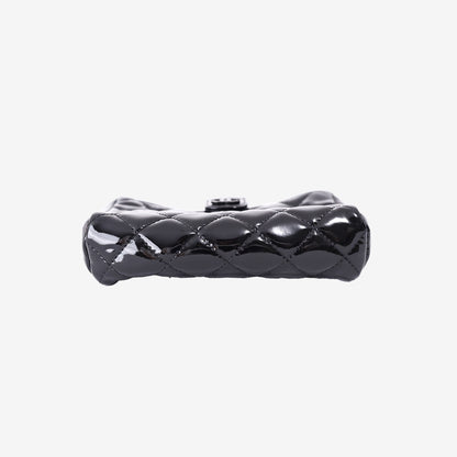 Chanel Patent Quilted Classic Pouch in Black Patent Leather with Silver Hardware