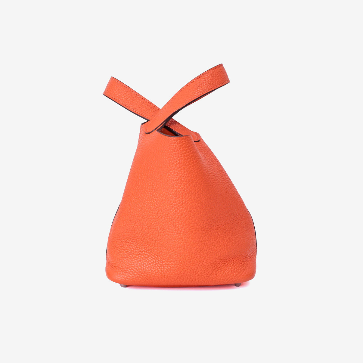 Hermès Picotin 18 in Feu Orange Clemence Leather with Palladium Hardware side view