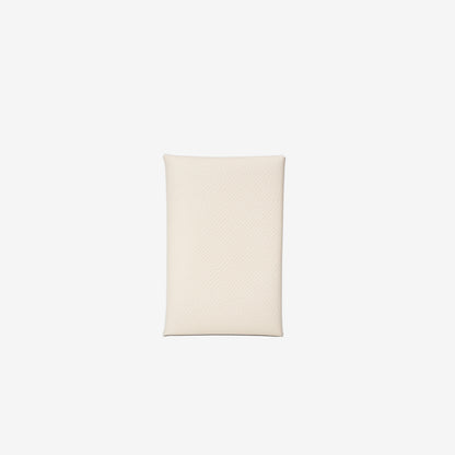 Hermès Calvi Card Holder in Nata/Jaune Poussin Epsom Leather back view