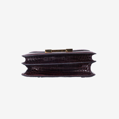 Hermès Constance 23 in Rouge H Shiny Crocodile Leather with Gold Hardware