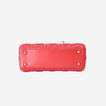 Dior My ABCDior Lady Dior Small Bag in Red Cannage Lambskin Leather with Gold Hardware