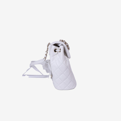 Chanel Urban Spirit Mini Backpack in White Caviar Leather with Silver Hardware side view