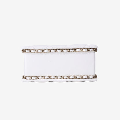 Chanel Evening Box Bag in White Caviar Leather with Gold Hardware