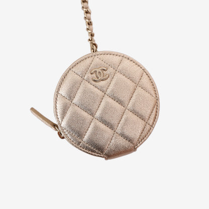 Chanel AirPods Case and Coin Purse Set in Gold Lambskin with Gold Hardware