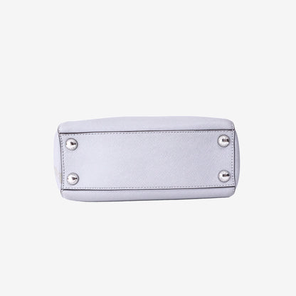 Michael Kors Cynthia Small Saffiano Satchel in Light Purple Saffiano Leather with Silver Hardware
