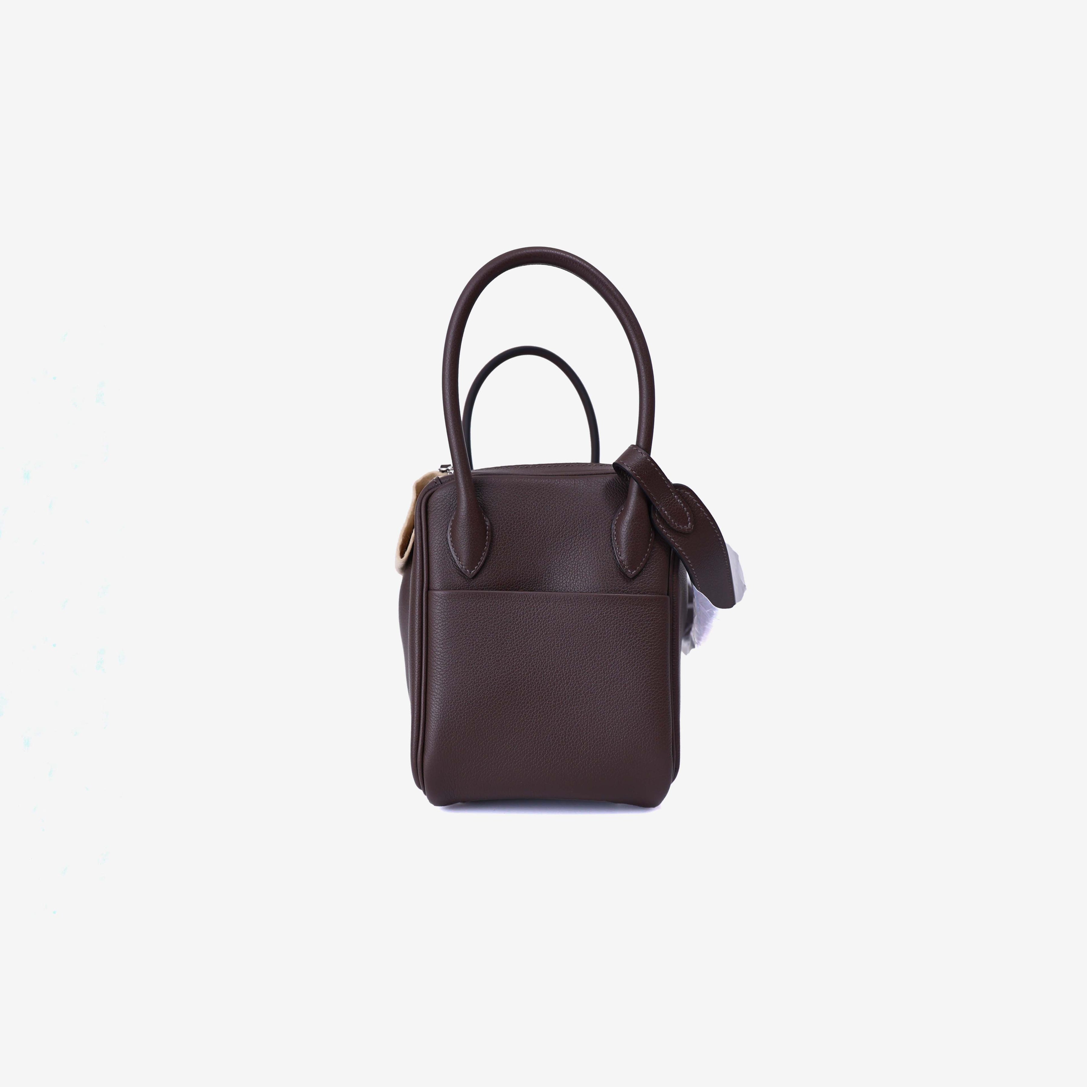 Hermès Lindy 26 in Moka Evercolor Leather with Palladium Hardware side view