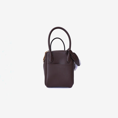 Hermès Lindy 26 in Moka Evercolor Leather with Palladium Hardware side view