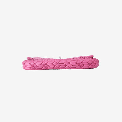 Miu Miu Crystal Shoulder Clutch Bag in Fuchsia Pink Nappa Lambskin with Silver Hardware