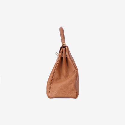 Hermès Kelly 35 in Gold Togo Leather with Palladium Hardware side view