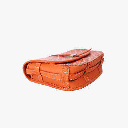 Goyard Belvédère Handbag in Orange Goyardine Canvas with Silver Hardware