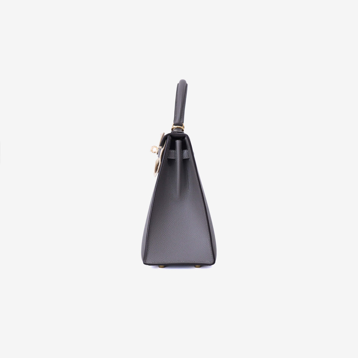 Hermès Kelly 25 in Gris Meyer Epsom Leather with Gold Hardware side view