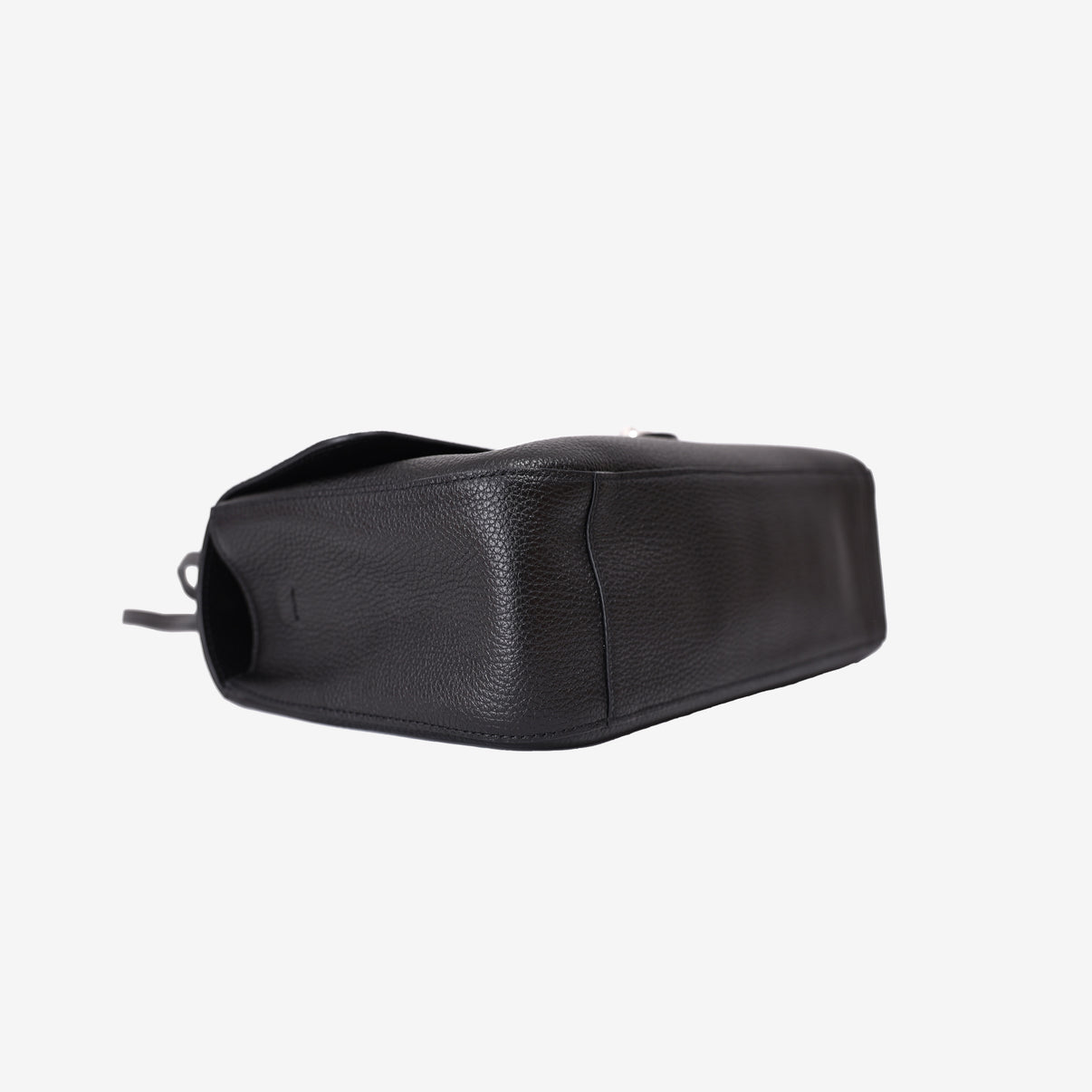 Chanel 26S Maxi Flap Bag in Black Grained Calfskin Leather with Silver Hardware bottom side view